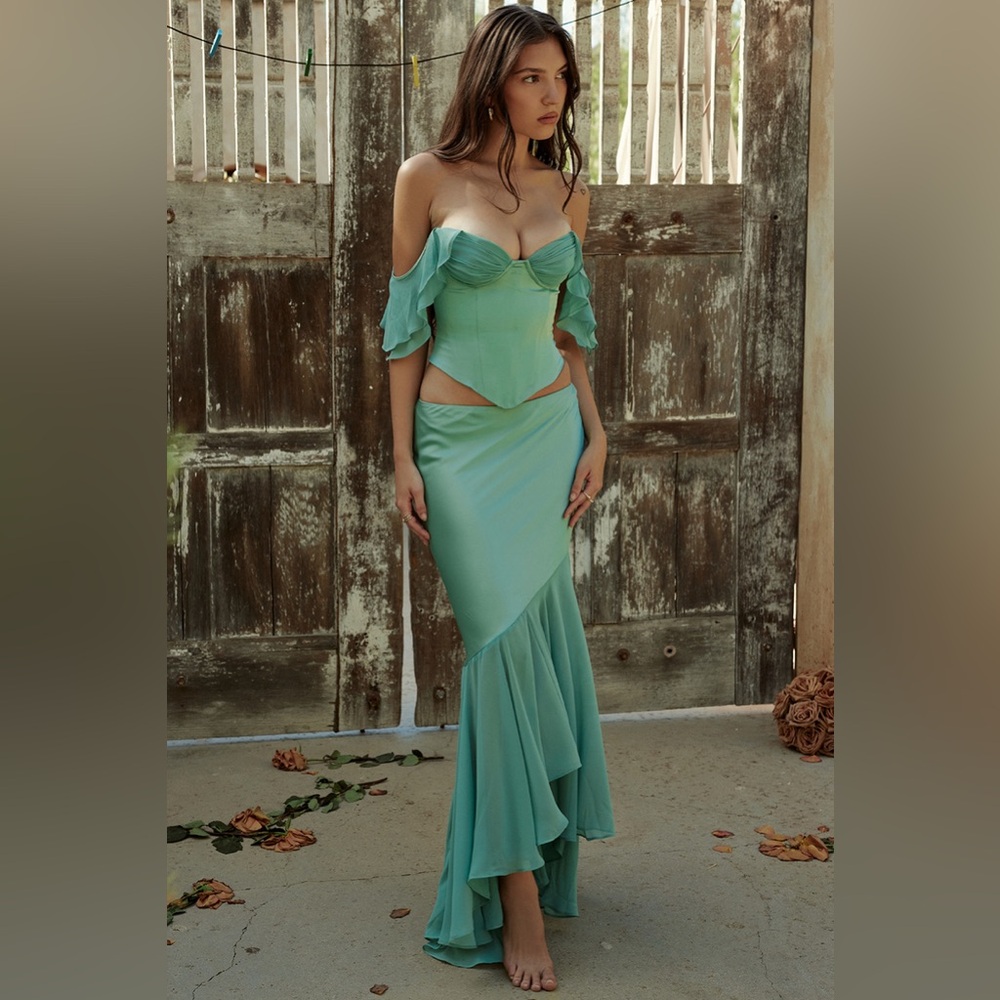 Lila Jade Ruffle Maxi Skirt from House of CB